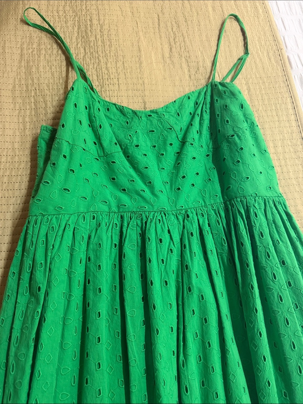 a new day Bright Green Eyelet Midi Dress